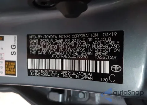 2020 Toyota Corolla Le z USA, uszkodzony, nr VIN JTDEPRAE3LJ019270